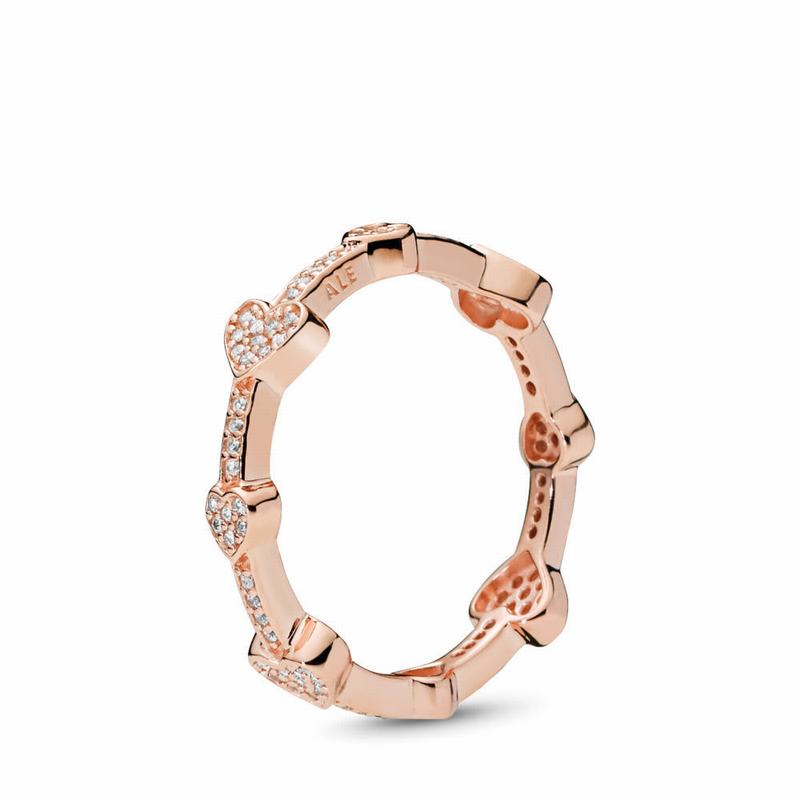 Pandora Rose™ Allustackable Ring Hearts Stackable Ring - Pandora Rose/Cubic Zirconia - Canada | JC73